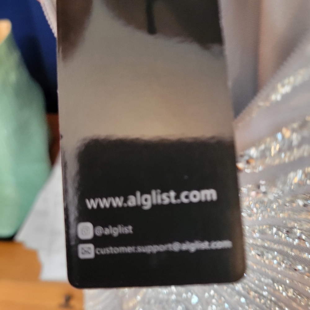 Alglist Silver Beaded Strapless Dress Lace Up Back Size 8 - Picture 17 of 17